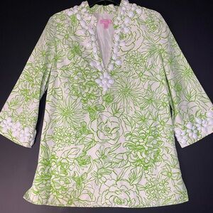 Lilly Pulitzer Green and White Floral Tunic